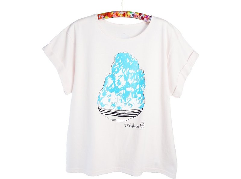 かき氷 刨冰 レディースゆるふわＴシャツ BlueHawaii IcyPink - 女 T 恤 - 棉．麻 白色