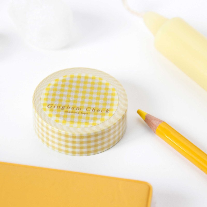 Gingham Check Masking Tape | Yellow - 紙膠帶/和紙/PET - 紙 黃色
