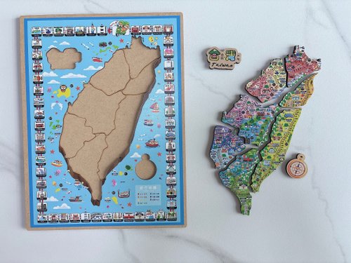 創翊家 3D臺灣景點積木拼圖 柴犬機車遊臺灣-大