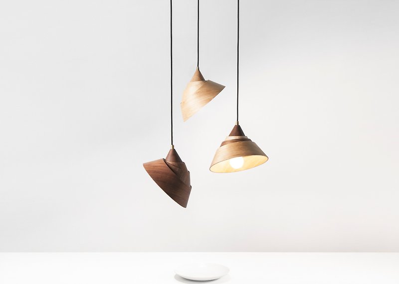 スマイル手作り木製シャンデリア│3つの組み合わせオファー - 照明・ランプ - 木製 ブラウン
