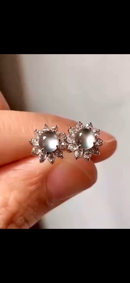 Good Morning Studio 冰種翡翠天然翡翠A玉耳墜耳釘 • 18k金鑽石玻璃種太陽花翡翠耳環