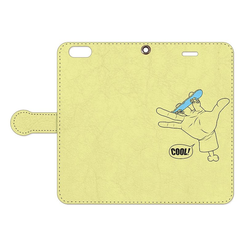 Notebook Type iPhone Case / Finger Board 2 - เคส/ซองมือถือ - หนังแท้ สีเหลือง