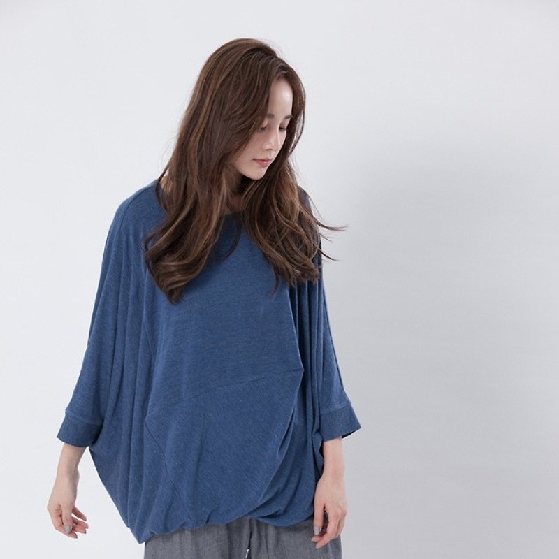 Double layer Top / Blue - เสื้อผู้หญิง - ผ้าฝ้าย/ผ้าลินิน สีน้ำเงิน