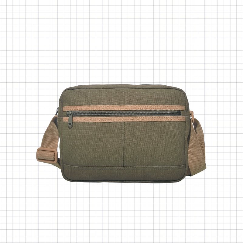 EP2 square side backpack EP2-1126-A-GN [Taiwan original bag brand] - Messenger Bags & Sling Bags - Cotton & Hemp Green