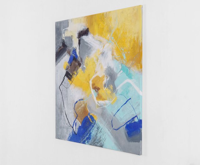 藍　　　青と黄色の抽象画 藍青と黄色の抽象画