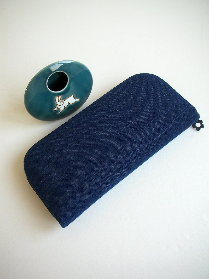 Prepared after the organization "primary cyanosis" - long clip / wallet / purse / gift - Wallets - Cotton & Hemp Blue