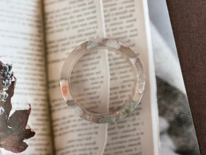 Sakura Agate Square Bracelet (Peach) - สร้อยข้อมือ - คริสตัล หลากหลายสี