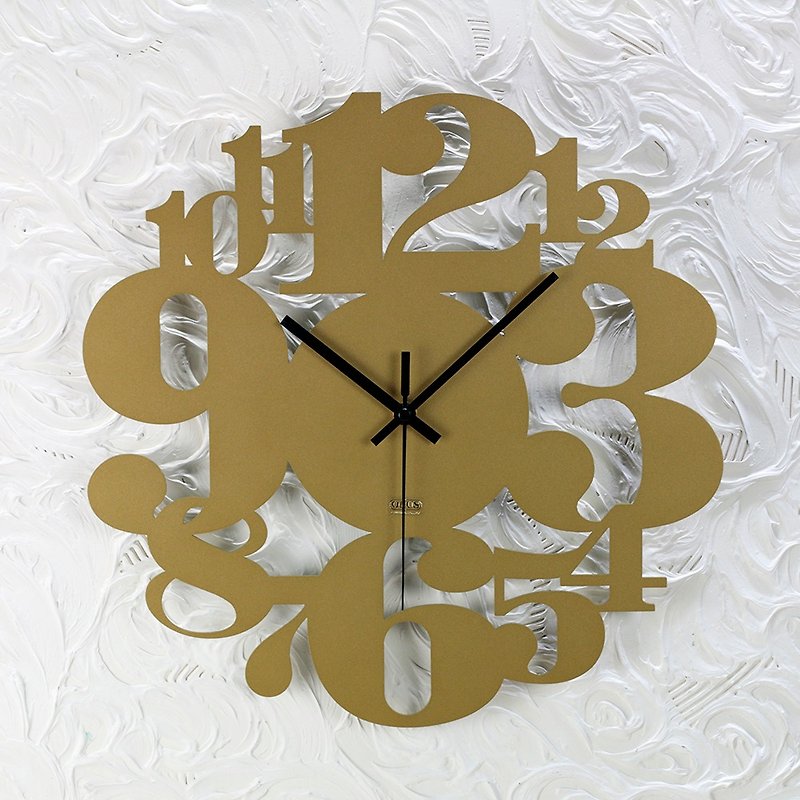 [OPUS Dongqi Metalworking] European style iron clock-digital game (bronze gold)/mute wall clock - นาฬิกา - โลหะ สีทอง