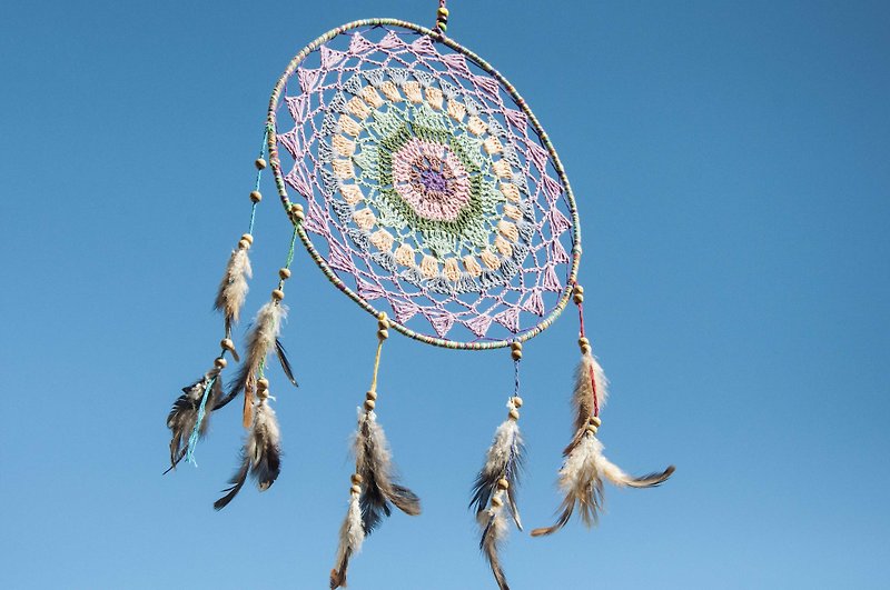 Ethnic style boho hand-woven cotton and linen rainbow dream catcher hanging dream Cather-lavender forest - Items for Display - Cotton & Hemp Multicolor