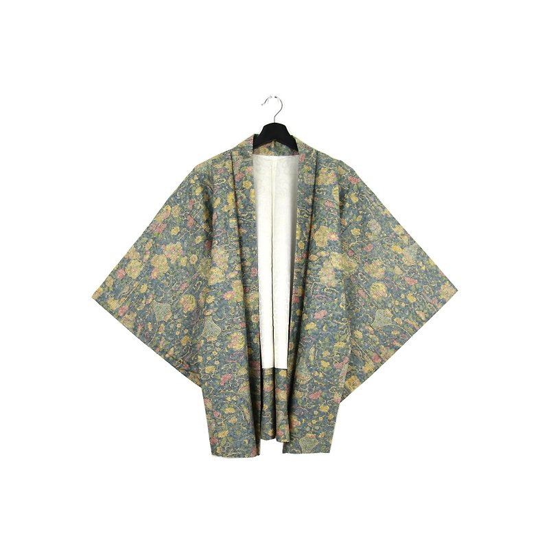 Back to Green::日本帶回和服 羽織 柔和插圖畫風 //男女皆可穿// vintage kimono (KC-88) - 外套/大衣 - 絲．絹 