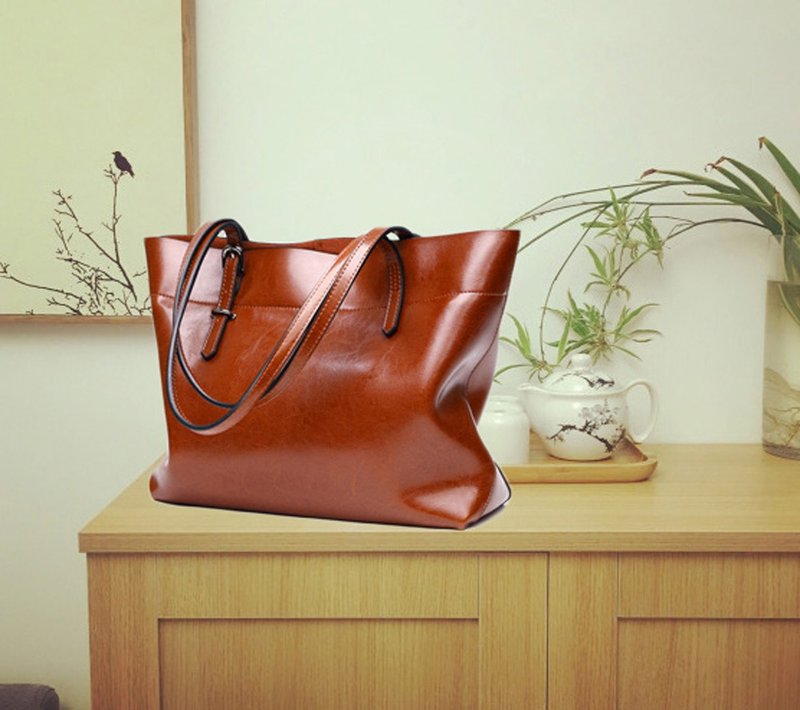 Genuine leather handbag everyday girl shoulder bag - Handbags & Totes - Genuine Leather 