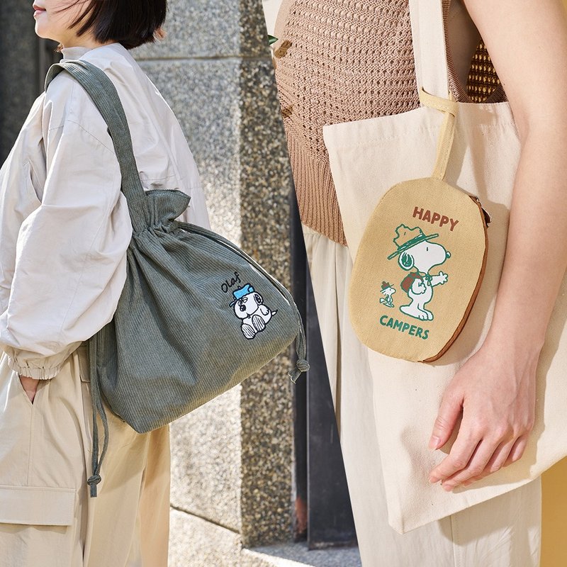 【新年福袋】スヌーピー ショルダー巾着PEVA保温バッグ＋多機能チャームポーチ - ナップサック - ポリエステル 