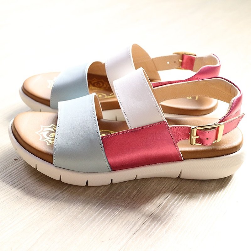 [parallel time and space] glossy fog paint sandals - Peach - 22.5 - Sandals - Genuine Leather Red