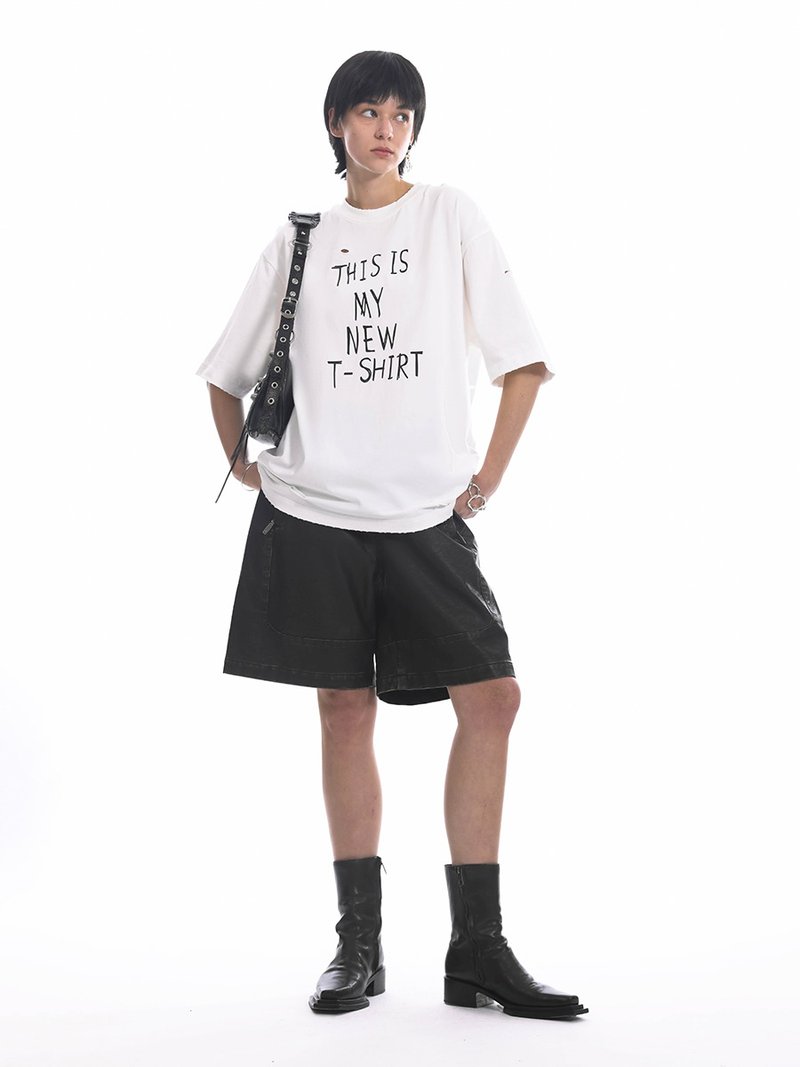 Unvesno (UN) This Is My New T-Shirt 印花磨邊破洞短袖SWS-1692 - 女 T 恤 - 棉．麻 綠色