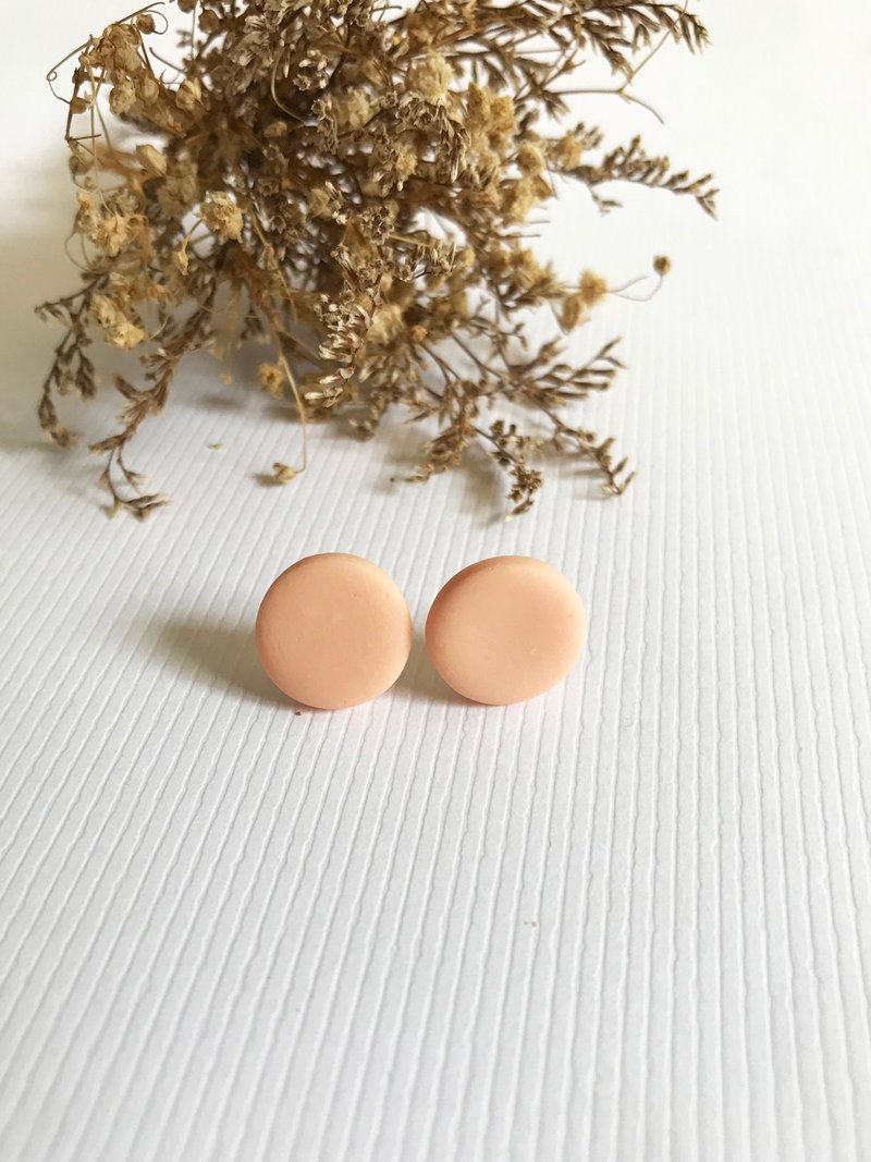 亮粉 / 霧面軟陶耳環handmade - 耳環/耳夾/耳骨夾 - 黏土 粉紅色