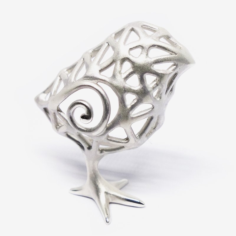 White chick SV925 broach【Pio by Parakee】小雞胸針 -白- - Brooches - Other Metals White