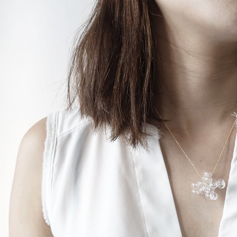 Hanabi bubble glass beads necklace - Chokers - Glass Transparent