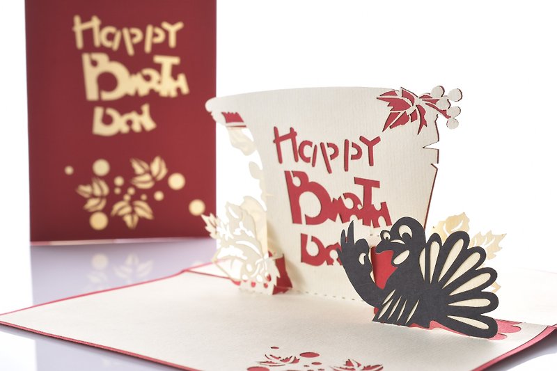 3D handmade creative double card double birthday stereoscopic cards - Cards & Postcards - Paper Red