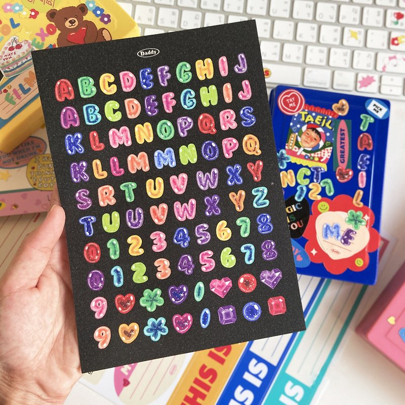 Jelly Alphabet Glitter Sticker - 貼紙 - 防水材質 多色