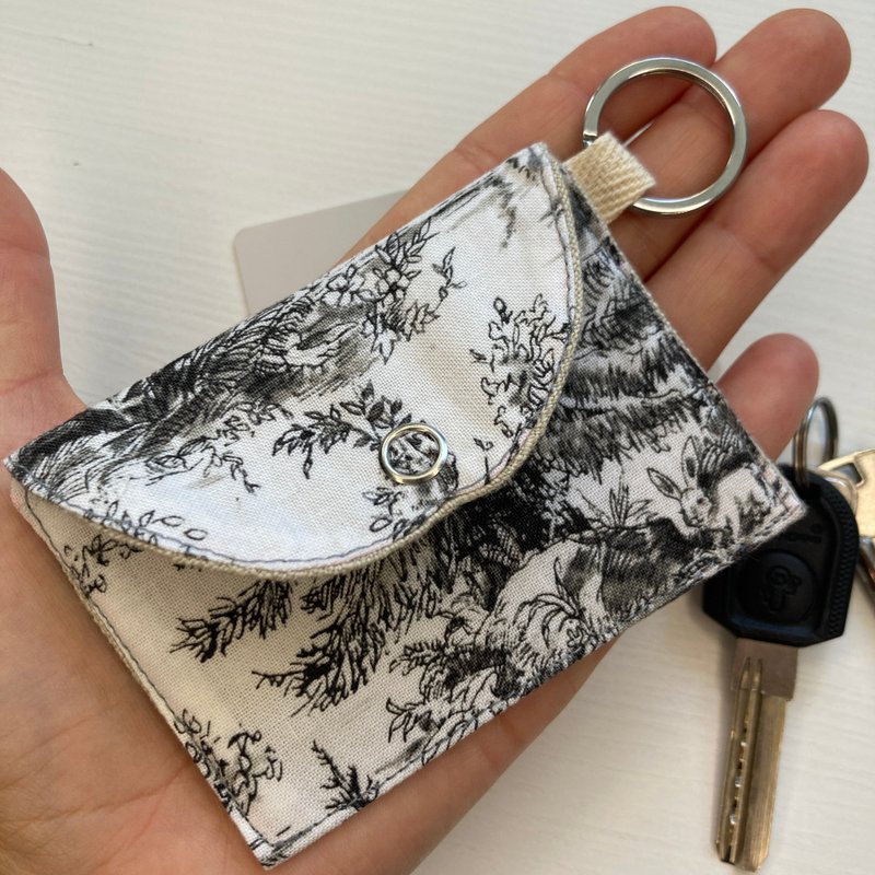 Card holder with button 9 cm x 6.5 cm - 名片夾/名片盒 - 棉．麻 灰色