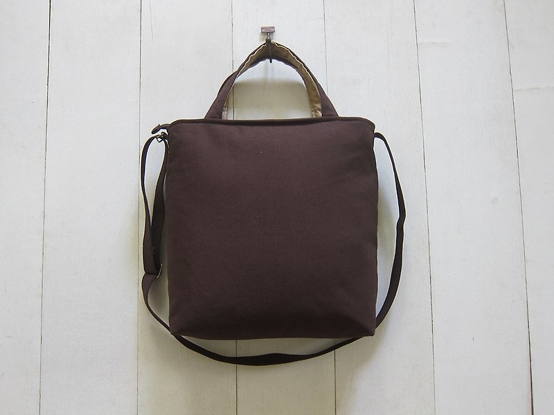 A4 Canvas Tote - Medium size  Coffee + Cocoa - Messenger Bags & Sling Bags - Other Materials Brown