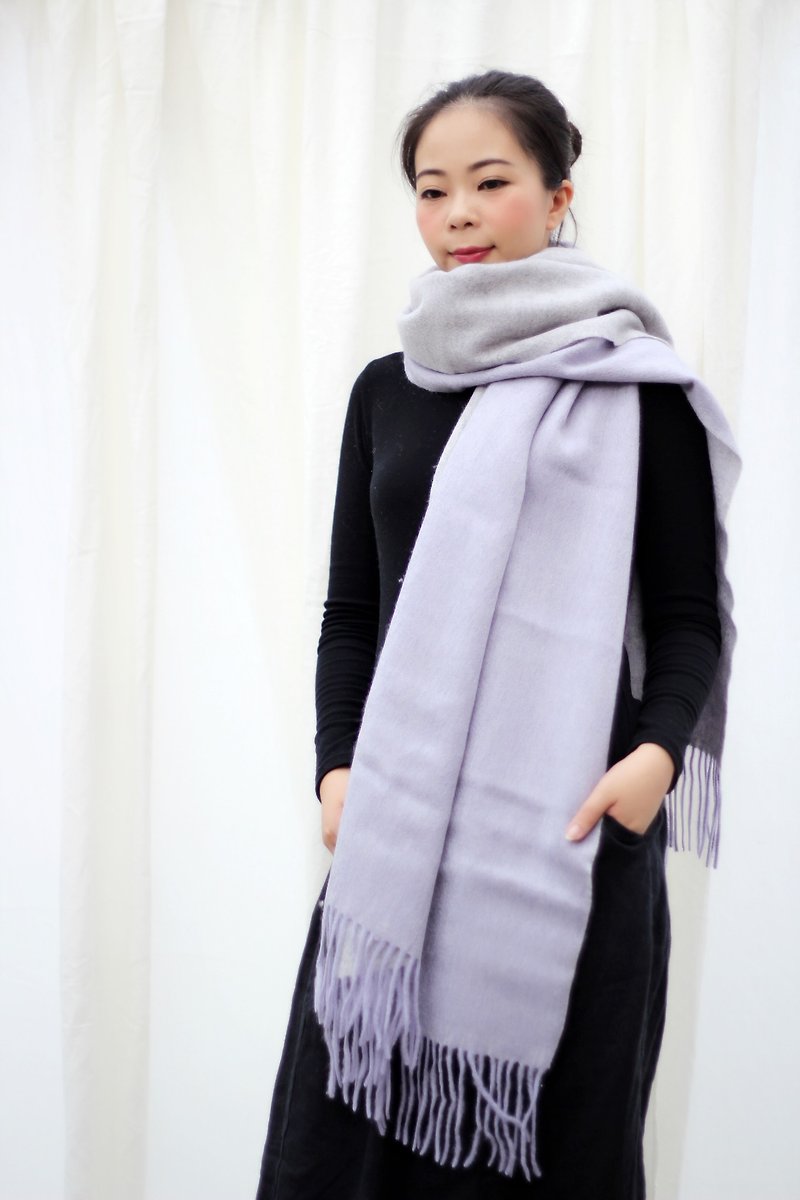 [spot] light purple gray wool scarf - ผ้าพันคอถัก - ขนแกะ สีม่วง