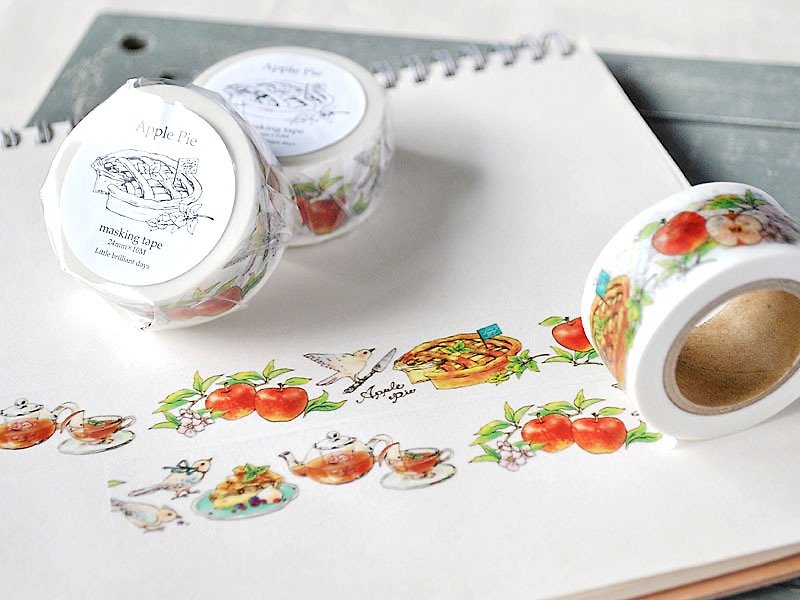 ApplePie Masking Tape 24mm Width Apple Pie and Tea - Washi Tape - Paper Red
