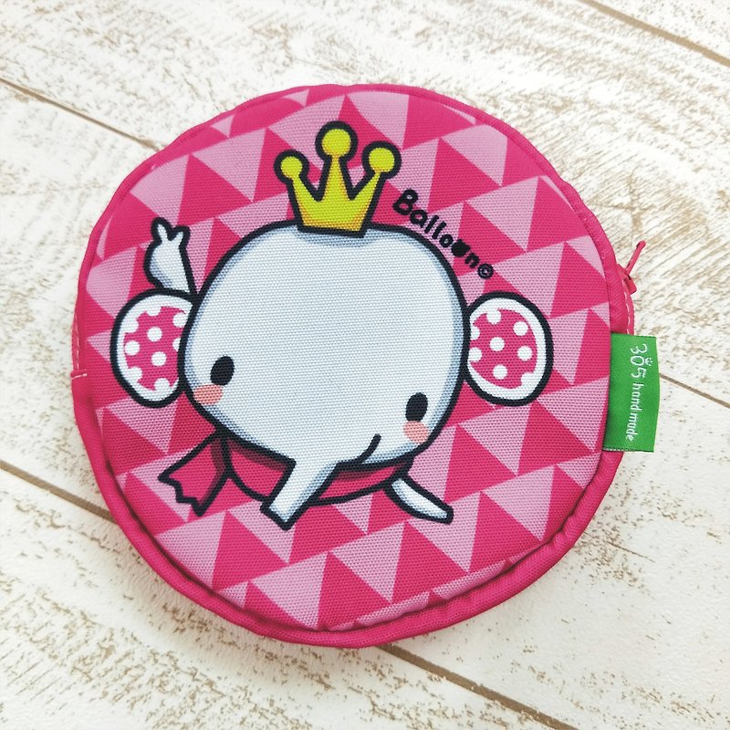 "Balloon" Light Waterproof Round Storage Bag-Crown Elephant - Toiletry Bags & Pouches - Cotton & Hemp Red