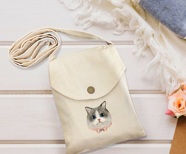 Cat multi picture button cross body bag Cat carrier bag small