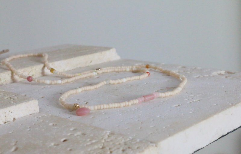 Necklace opal natural stone - Eisler - - Necklaces - Semi-Precious Stones Pink