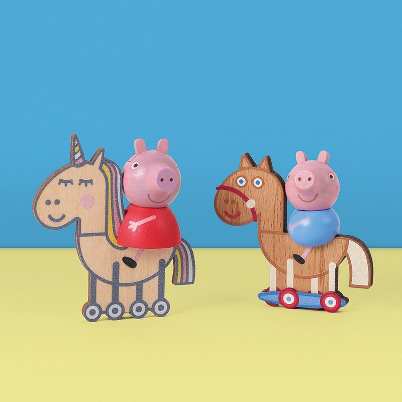 【佩佩 / 喬治】 佩佩豬木別針 胸針 Peppa pig | Wooderful life - 徽章/別針 - 木頭 多色