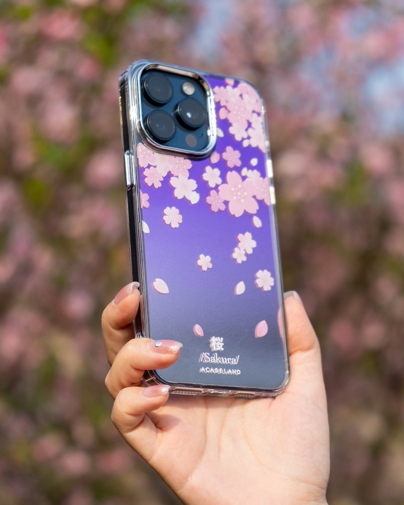 客製化 | 桜落 Sakura 紫色漸變磨砂鏡面手機保護殻 - 手機殼/手機套 - 塑膠 紫色