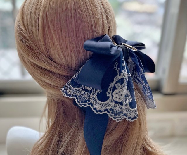 Exclusive Three dimensional Lace Bow Intersecting Clip Banana Clip