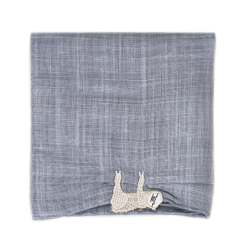 HIKKOMI Sloth gray handkerchief 41 x 41 cm, 50% cotton, 50% linen, made in Japan - Handkerchiefs & Pocket Squares - Cotton & Hemp Gray