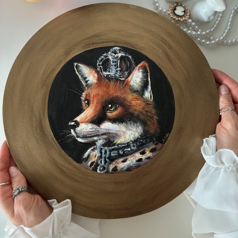 Fox canvas painting, Fox wall art, Animal wall decor, Fox poster, Forest art - 壁貼/牆壁裝飾 - 棉．麻 多色