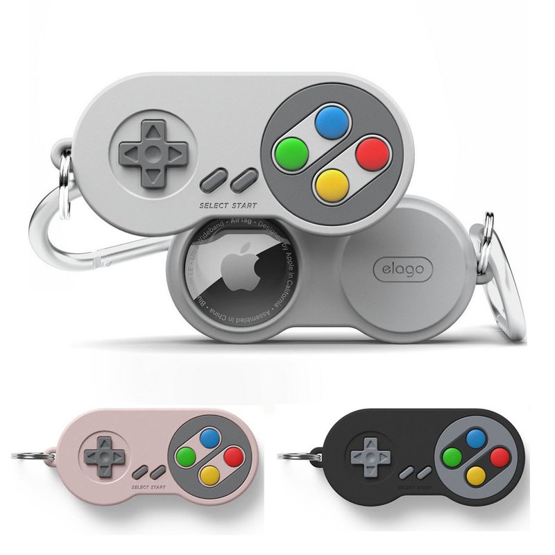 AirTag Classic Game Console Cover with Keychain Multicolor - Gadgets - Silicone Gray