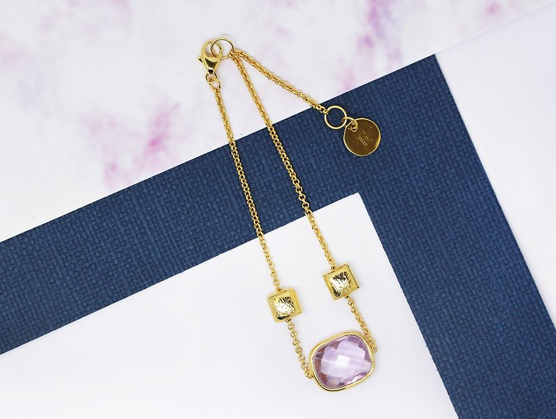 Edith & Jaz • Lavender Amethyst Rectangle Silver Bracelet - Bracelets - Gemstone Purple