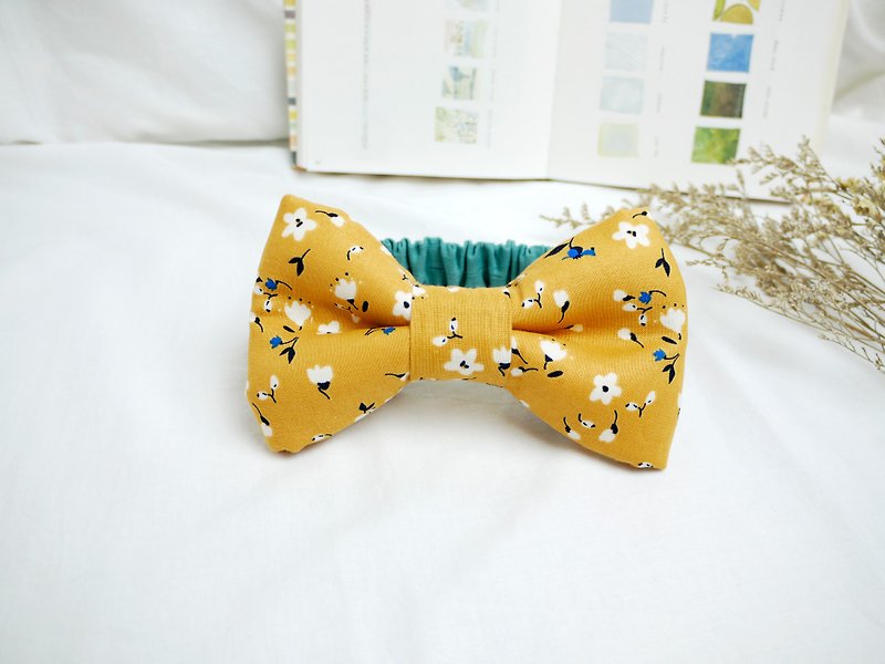 Baby Hairband Baby Hairband│Three-dimensional bow ::: Yellow garden - หมวกเด็ก - ผ้าฝ้าย/ผ้าลินิน สีส้ม