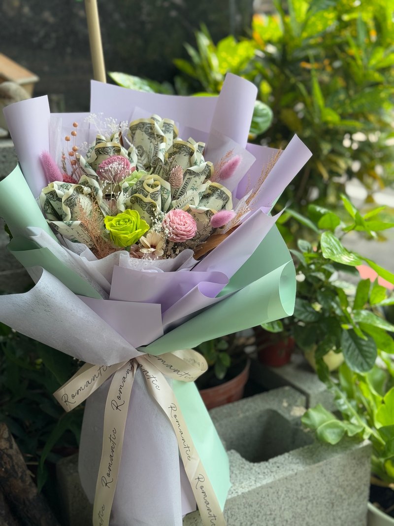 出奇制勝的有錢花束  包含美鈔金額 - 乾燥花/永生花 - 植物．花 多色