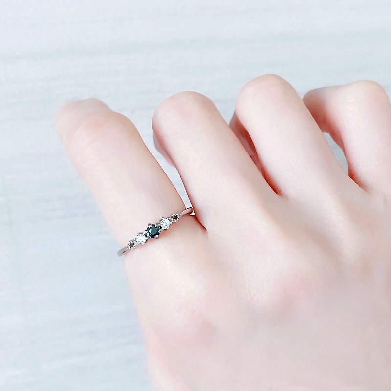 好美的-藍寶石3mm純銀戒指-九月誕生石 - 戒指 - 半寶石 藍色