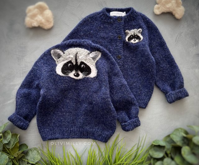 Cardigan Raccoon, Knitting cardigan, Kids cardigan, baby clothes