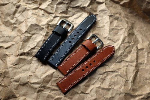 Shao Leather 手工皮件 皮革錶帶 手工錶帶 錶帶客製 - 經典款式 牛皮錶帶 植鞣革