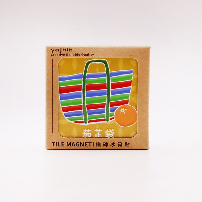 【磁磚冰箱貼Tiles Magnet】台灣文化 茄芷袋 復古  送禮首選 - 磁鐵 - 其他材質 卡其色
