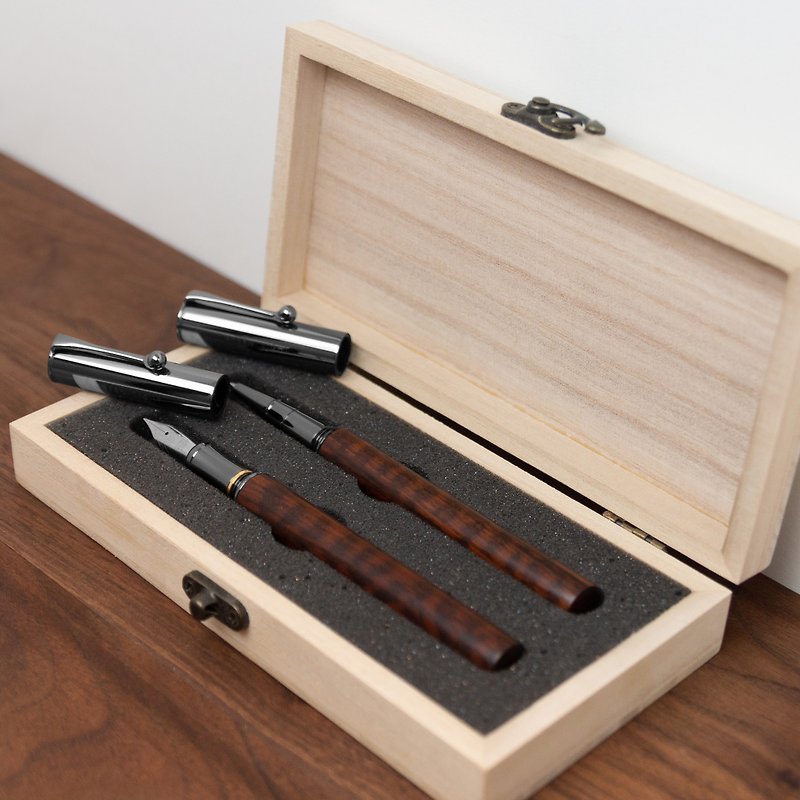 Solid wood fountain pen steel ballpoint pen | Half-end model · Pen gift box · Laser engraving - Rollerball Pens - Wood Brown