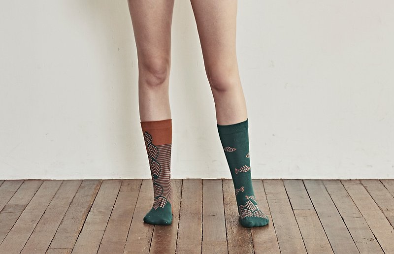 靴下ピーシーズ / irregular / socks / fish / - 襪子 - 棉．麻 綠色