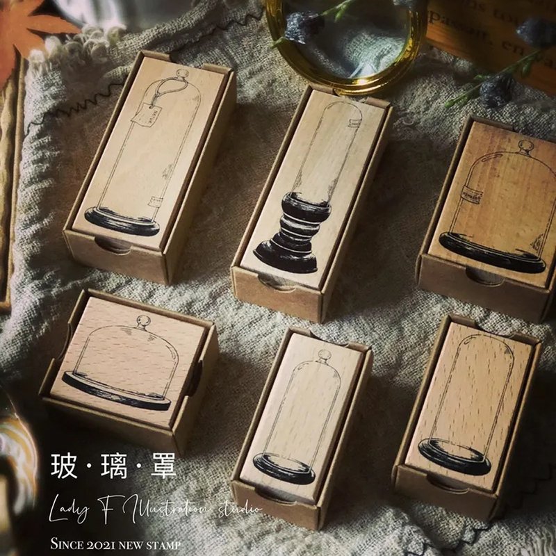 LXM-BG-Lady F手繪溫室-玻璃罩 - 印章/印台 - 木頭 