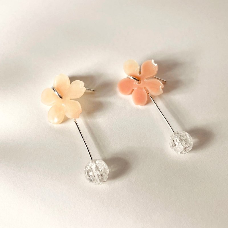 【Nuanyang Sakura】Resin Earrings - Earrings & Clip-ons - Resin Orange