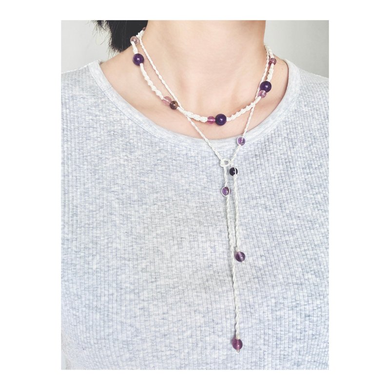 Roland Star/Amethyst Purple Ghost Purple Stone Braided Necklace - Necklaces - Crystal Purple