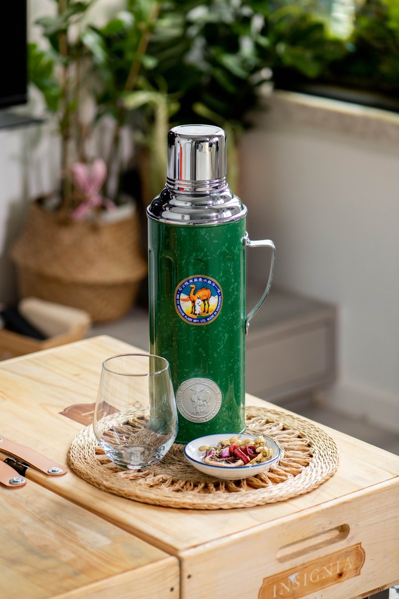 Camel brand 1.1L glass bladder vacuum insulated kettle evergreen spot color green 331GN - กระบอกน้ำร้อน - วัสดุอื่นๆ สีเขียว