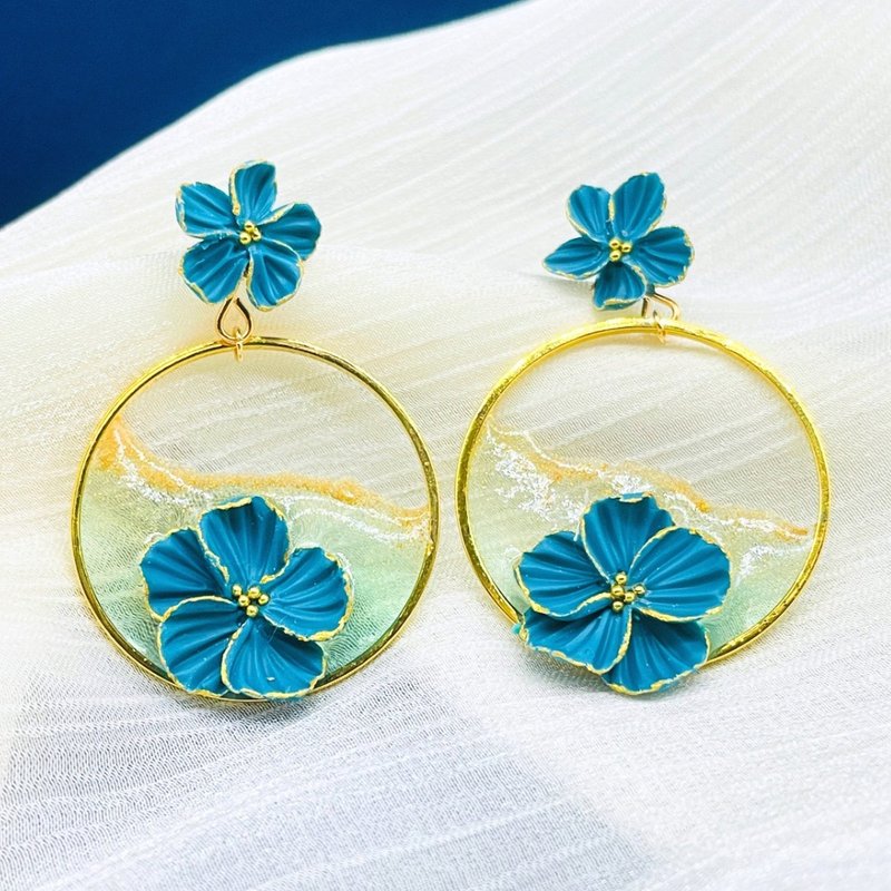 Polymer pottery flower earrings - ต่างหู - วัสดุอื่นๆ หลากหลายสี